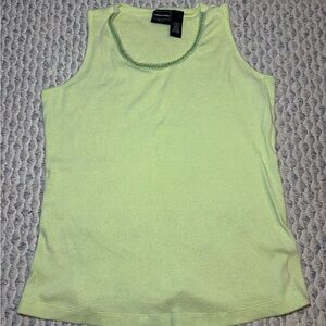 Green Women's Tank Top With beaded colllar